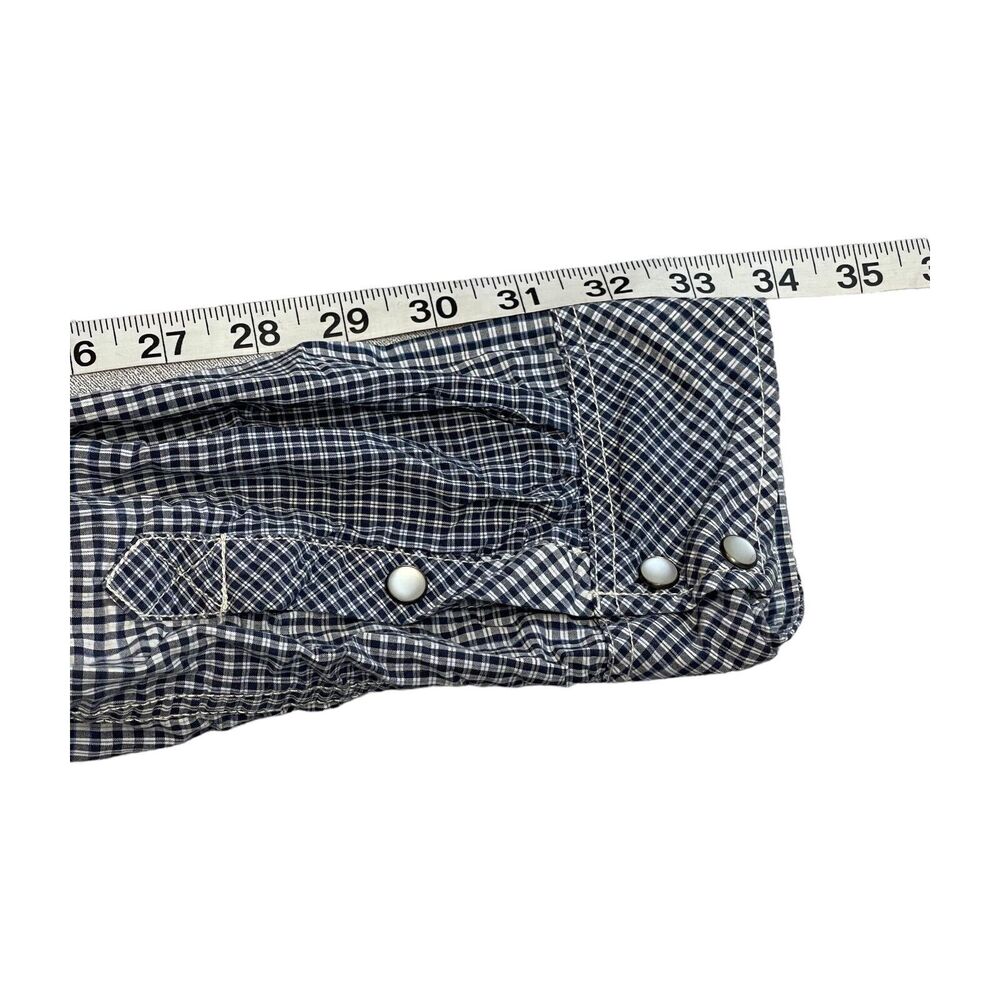 Twenty One Men Western Shirt Men Medium Black White Plaid Long Sleeve Pearl Snap - Picture 6 of 7
